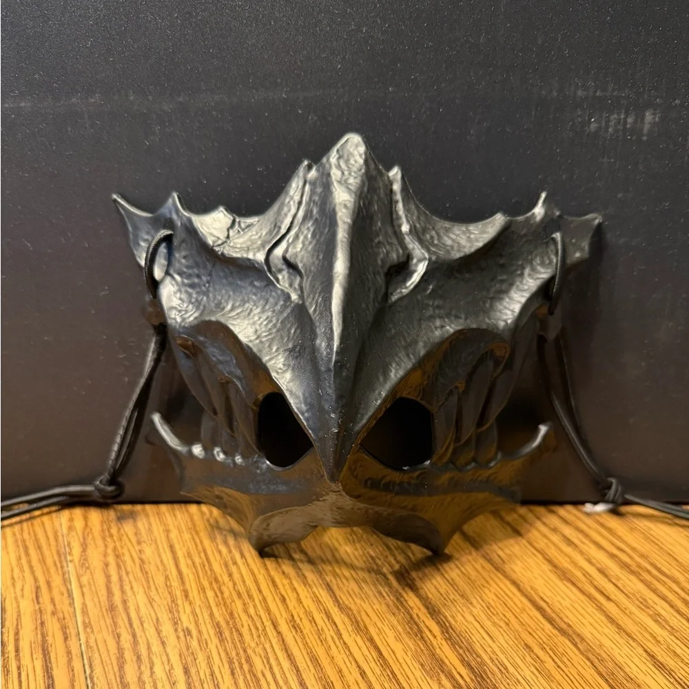 Black Sharp Teeth Demon Mask Mouth Cover with Beaked Nose and Opening